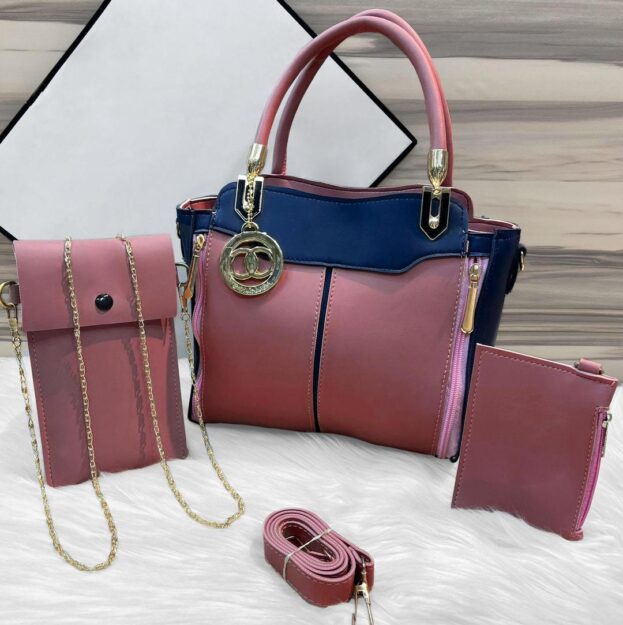 Women's Rexine Shoulder Bag – Front View (Pink Color)