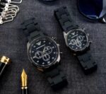 Chronograph Couple Watch Set – Multicolor Round Dial – Front View