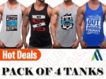Men's Stitched Gym Tanks Pack of 4 – Front Display