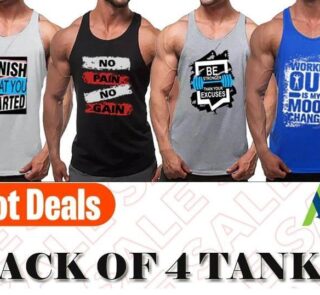 Men's Stitched Gym Tanks Pack of 4 – Front Display