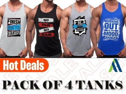 Men's Stitched Gym Tanks Pack of 4 – Front Display