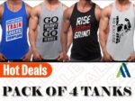 Men's Stitched Gym Tanks - Pack of 4 | Dri Fit | Printed | Multi-Color - Image 2