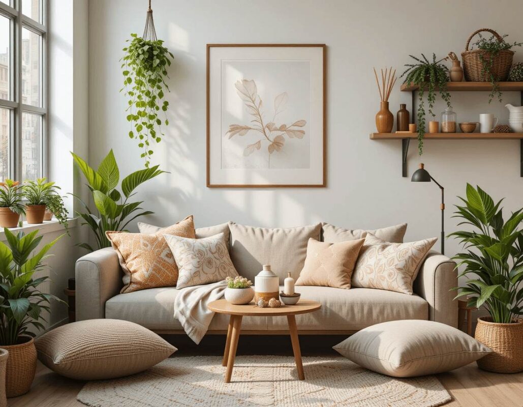 Useful home items including LED mirrors, decorative frames, organizers, and essential living products displayed in a grid style