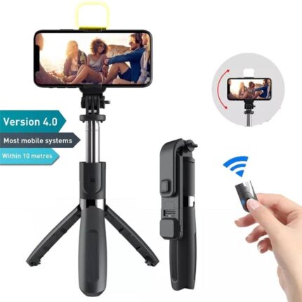 Selfie Stick with LED Light – Foldable Tripod and Bluetooth Remote for Mobile Photography