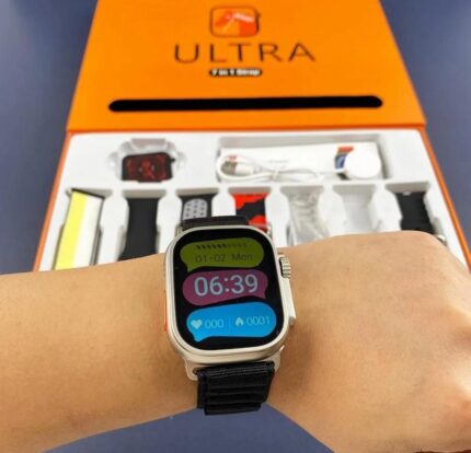 7 In 1 Ultra 2 Smart Watch with GPS, NFC, Heart Monitor & 6 Bands – Multicolor