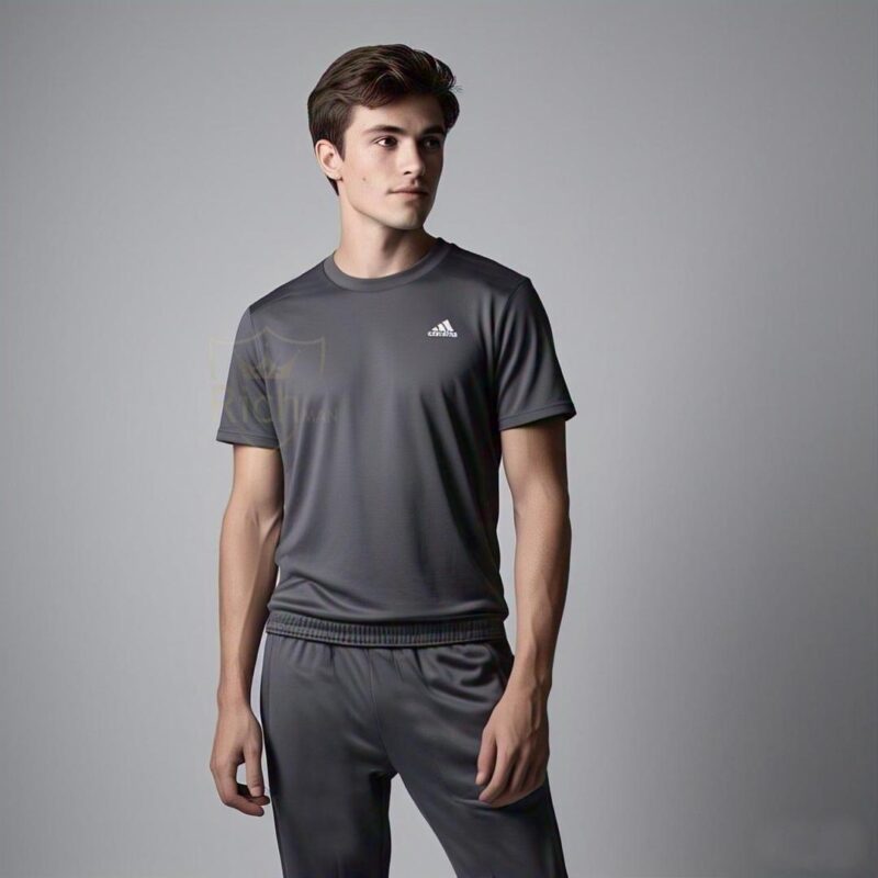 Men's Micro Interlock Plain Track Suit – Brown and Grey – 2 Piece Set