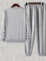 2 Pcs Men's Fleece Graphic Sweatshirt Track Suit – Grey - Image 3