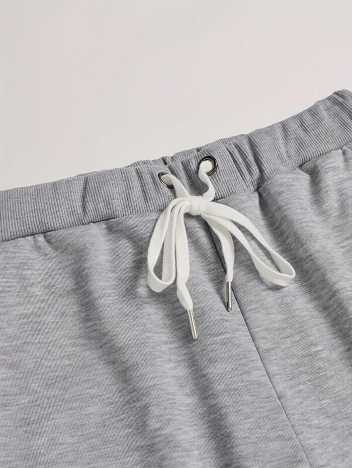 2 Pcs Men's Fleece Graphic Sweatshirt Track Suit – Grey - Image 4
