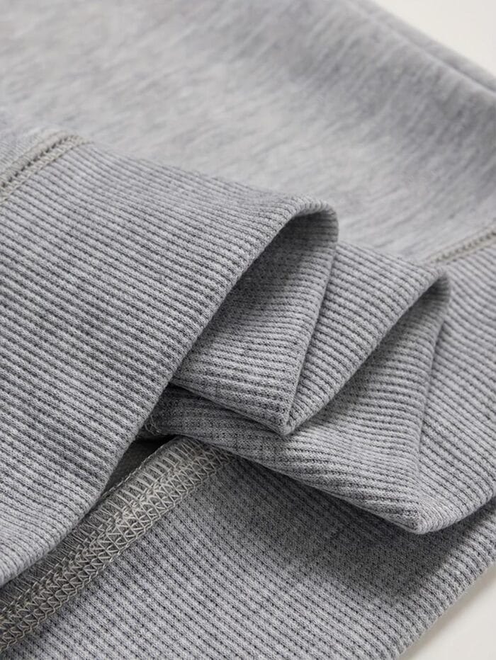 2 Pcs Men's Fleece Graphic Sweatshirt Track Suit – Grey - Image 5
