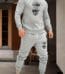 2 Pcs Men's Fleece Graphic Sweatshirt Track Suit – Grey