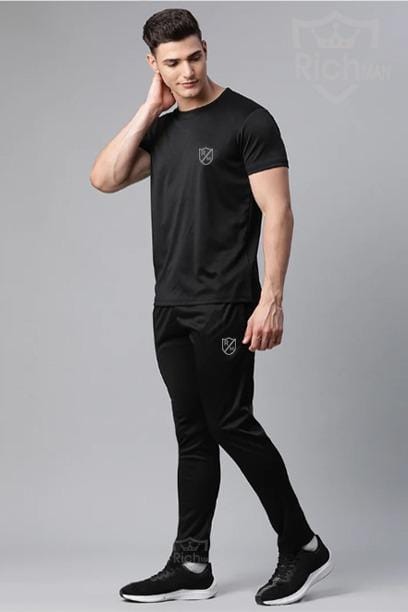 2 Pcs Unisex Polyester Micro Track Suit – Black and Grey – Lightweight Activewear Set