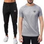 2 Pcs Polyester Micro Track Suit – Unisex Plain Sportswear (Black / Grey) - Image 6