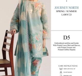 3 Pcs Printed Lawn Suit – Turquoise Embroidered Neck & Daman | Eid Collection