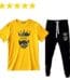 Men's Cotton Printed Track Suit in White and Yellow – Round Neck Sweatshirt and Trouser Set