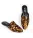 Women’s Fabric Fancy Mules in Off-White & Black – Printed Slip-On Footwear