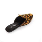 Women's Fabric Fancy Mules – Printed Slip-On in Off-White & Black - Image 4