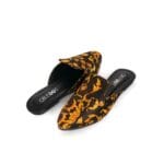 Women's Fabric Fancy Mules – Printed Slip-On in Off-White & Black - Image 3