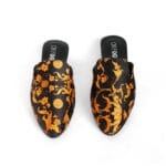 Women's Fabric Fancy Mules – Printed Slip-On in Off-White & Black - Image 2