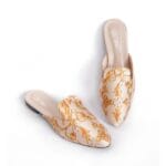 Women's Fabric Fancy Mules – Printed Slip-On in Off-White & Black - Image 5