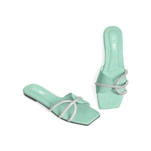 Women's Rexine Fancy Flats – Black, Green & Pink – Formal and Casual Footwear