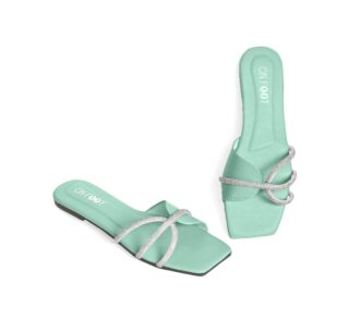 Women's Rexine Fancy Flats – Black, Green & Pink – Formal and Casual Footwear