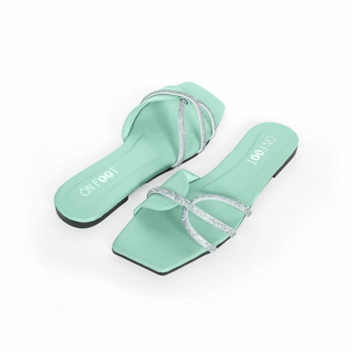 Women's Rexine Fancy Flats – Black, Green & Pink - Image 3