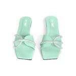 Women's Rexine Fancy Flats – Black, Green & Pink - Image 2
