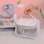 Makeup Organizer Bag – White PVC Travel & Cosmetic Storage with Zipper - Image 3