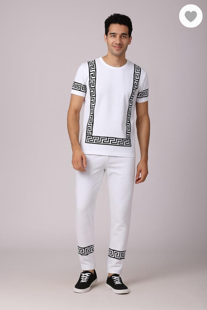 2 Pcs Men's Micro Interlock Printed Track Suit – Stylish & Comfortable - Image 2