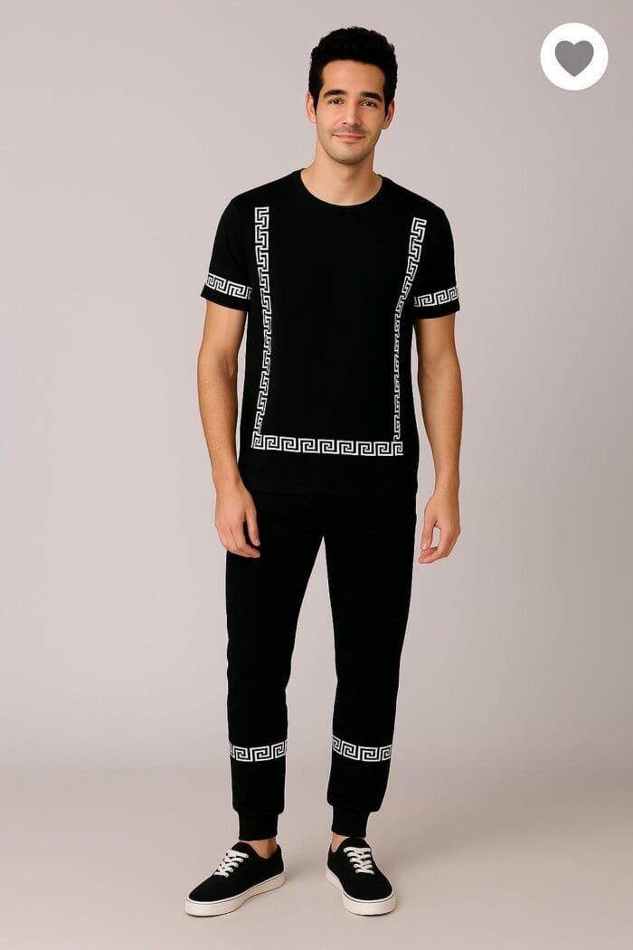 2 Pcs Men's Micro Interlock Printed Track Suit – Stylish & Comfortable - Image 3