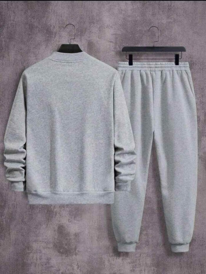 2 Pcs Fleece Zipper Track Suit – Men’s Plain Casual Wear - Image 4