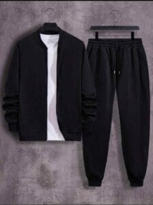 2 Pcs Fleece Zipper Track Suit – Men’s Plain Casual Wear