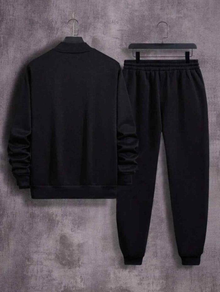 2 Pcs Fleece Zipper Track Suit – Men’s Plain Casual Wear - Image 2
