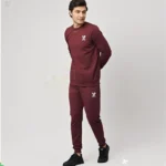 Men’s Fleece Printed Tracksuit – 2 Pcs Winter Sweatshirt & Trouser Set for Men
